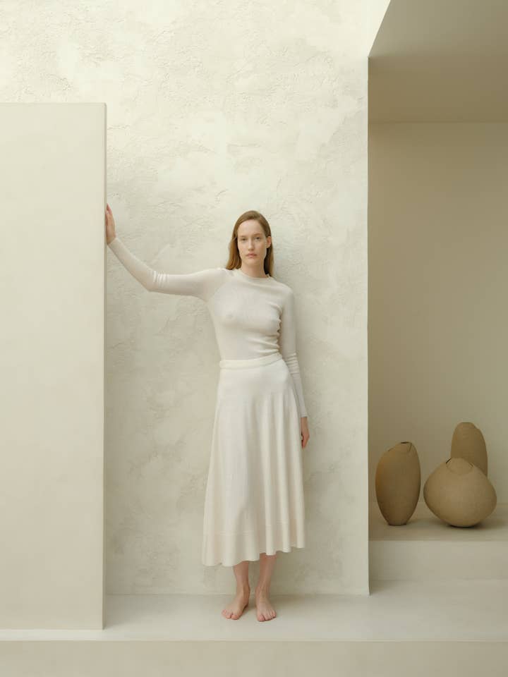 Lèmme - Wholesale Knit Sweater - Women's - Ribbed crewneck in extra fine merino wool (3D knit)