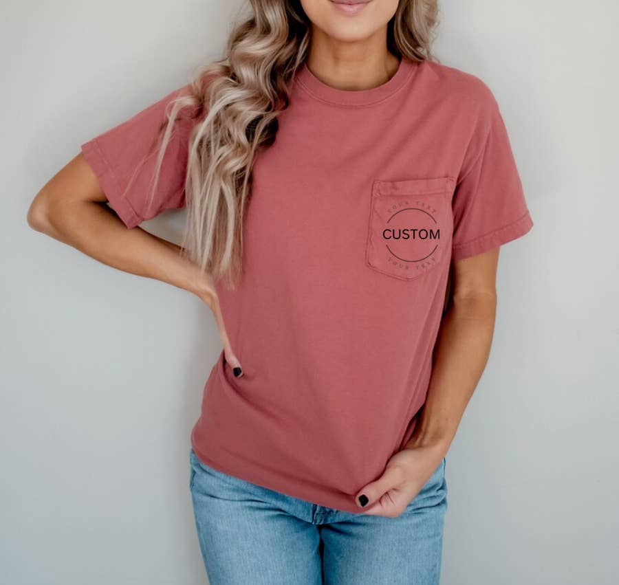 One Nine – Großhandel T-Shirt – Damen – One Nine Custom Comfort Colors T-Shirt mit Tasche - Modell 60302