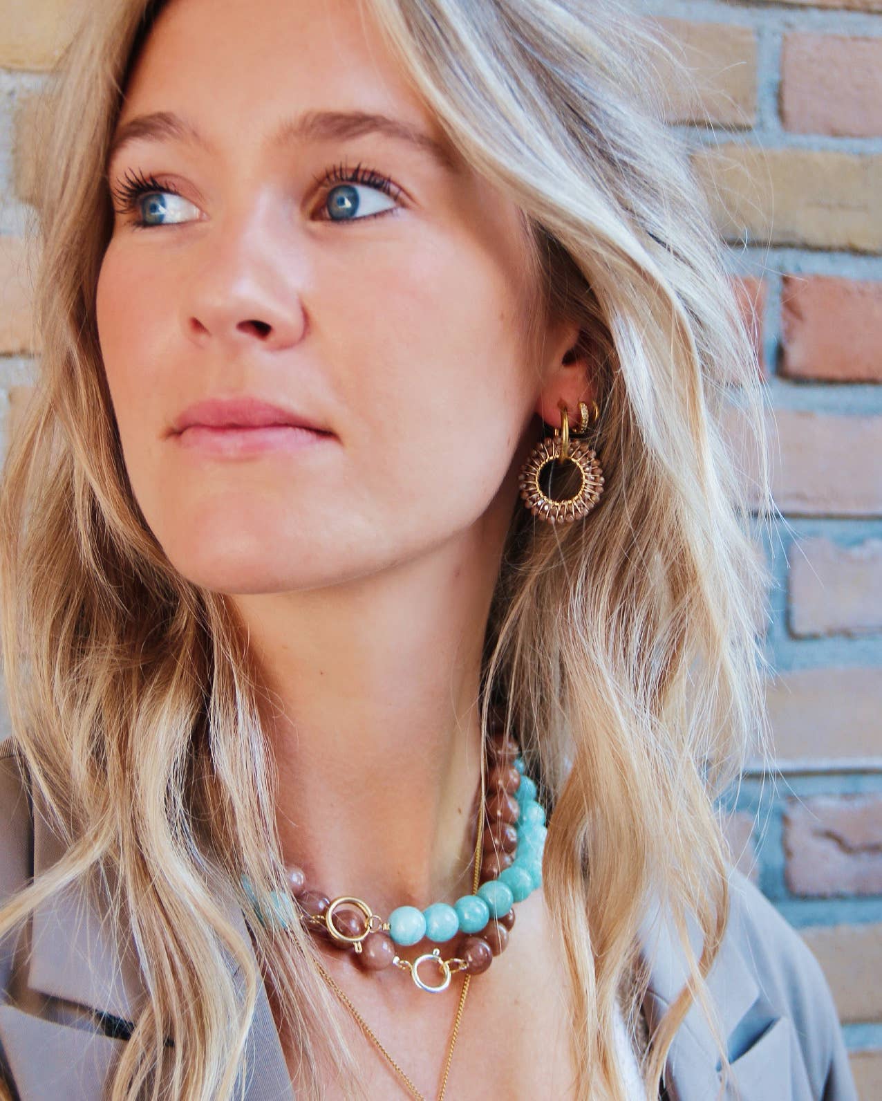 Bazou - Vendita all'ingrosso Orecchini pendenti - Orecchino con pendente rotondo sfaccettato – moka2