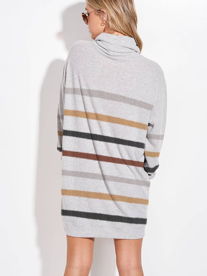 Phil Love - Wholesale Dress - Women's - T913G9925A - Striped Turtleneck Tunic Dress2