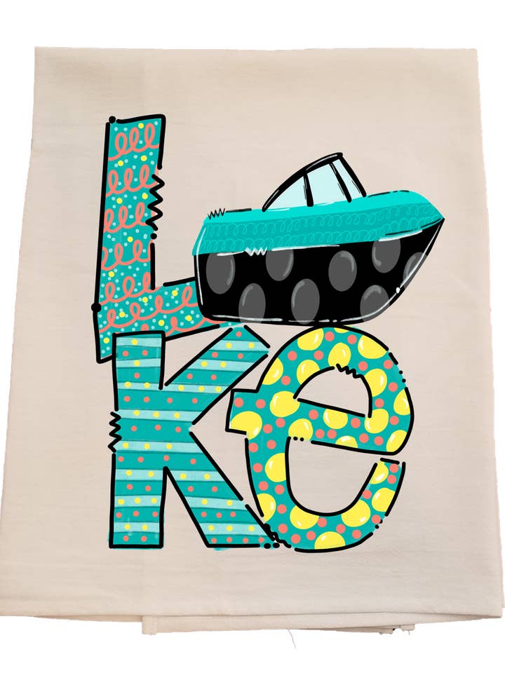 Lake Tea Towel for wholesale by Bunnies and Bows