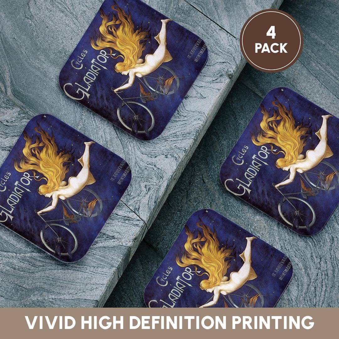 3dRose - Wholesale Coasters - 3dRose, Vintage Cycles Gladiator French Bicycle Advertising Poster, Coaster12