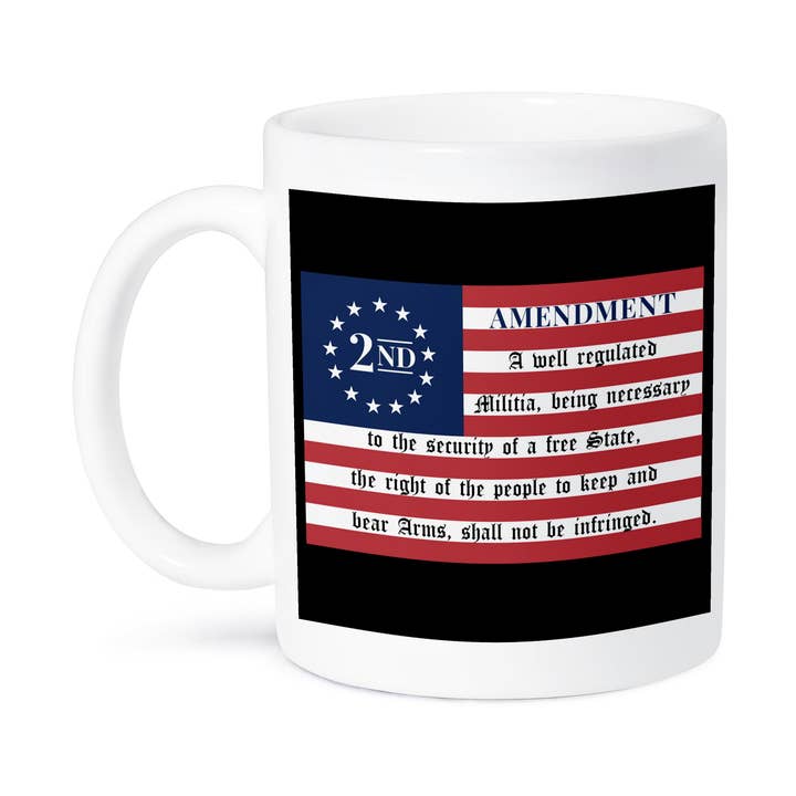 3dRose - Wholesale Coffee Mug - 3dRose, Colored Betsy Ross flag with 2nd Amendment on black background., Mug8