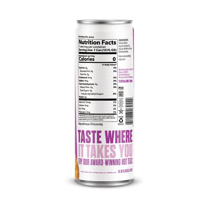 Teatulia Organic Teas - Wholesale Iced Tea - Wildberry Oolong Organic Unsweetened Iced Tea Can1