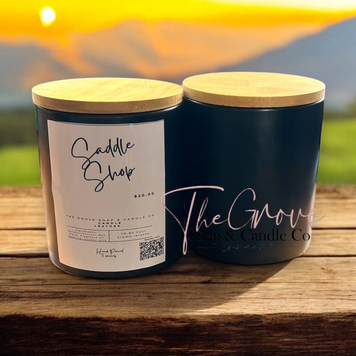 Saddle Shop Candle for wholesale by The Grove Soap & Candle Co