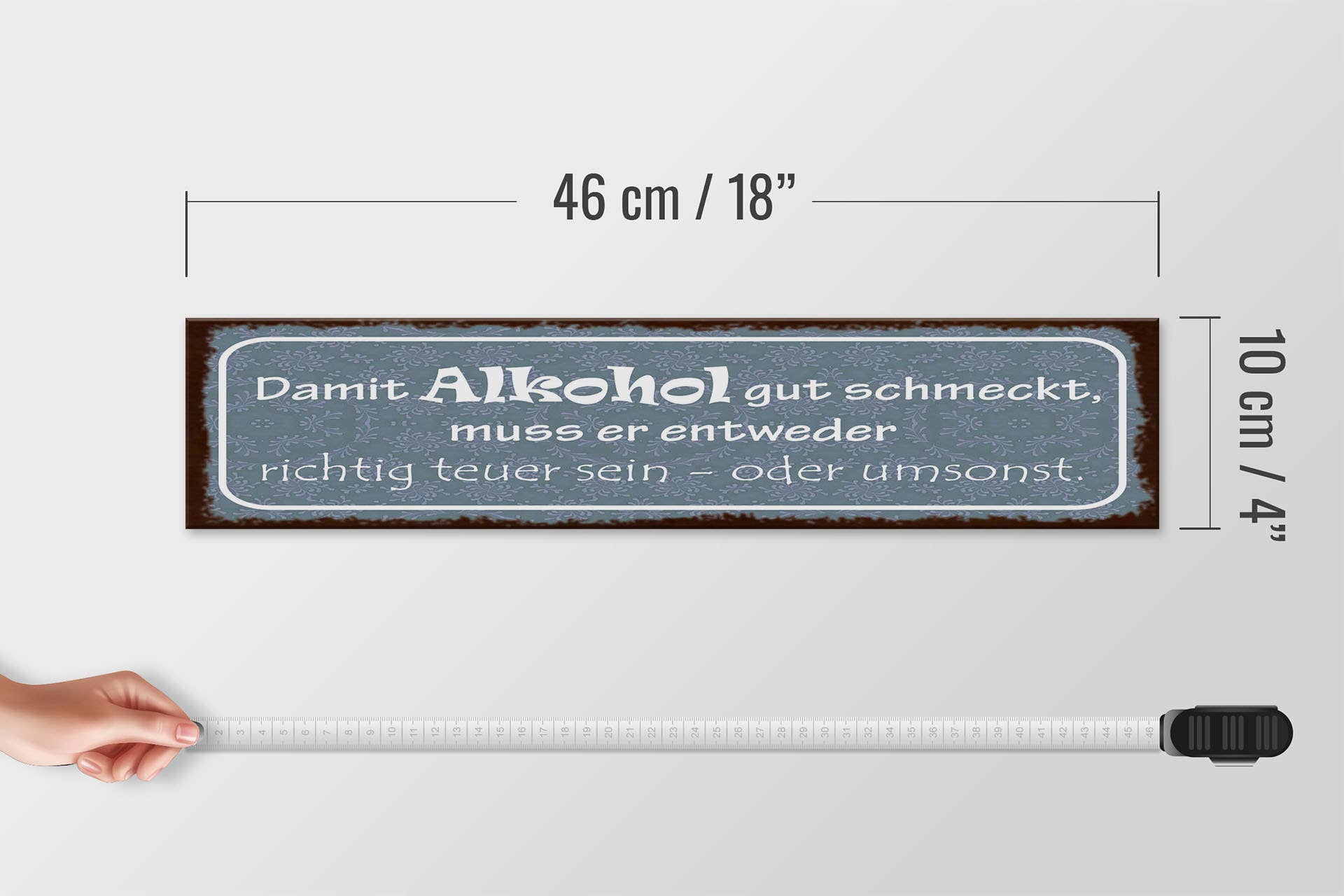 Femer - Vendita all'ingrosso Cartelli - Insegna in legno con scritta 46x10 cm per far sì che l'alcol abbia un buon sapore decorazione3