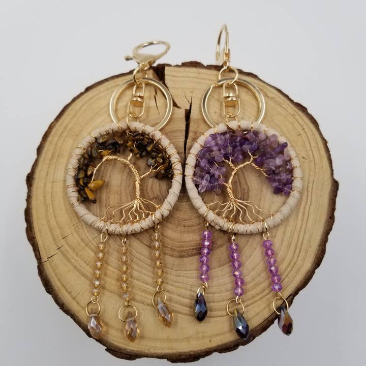 Attrape-rêves en pierre naturelle pour pendentif de voiture et porte-clés pour la vente par CHAKRA JEWELRY