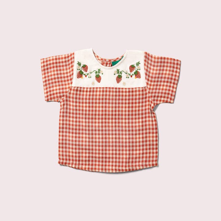 Little Red Check Loose Short Sleeve Top for wholesale on Faire