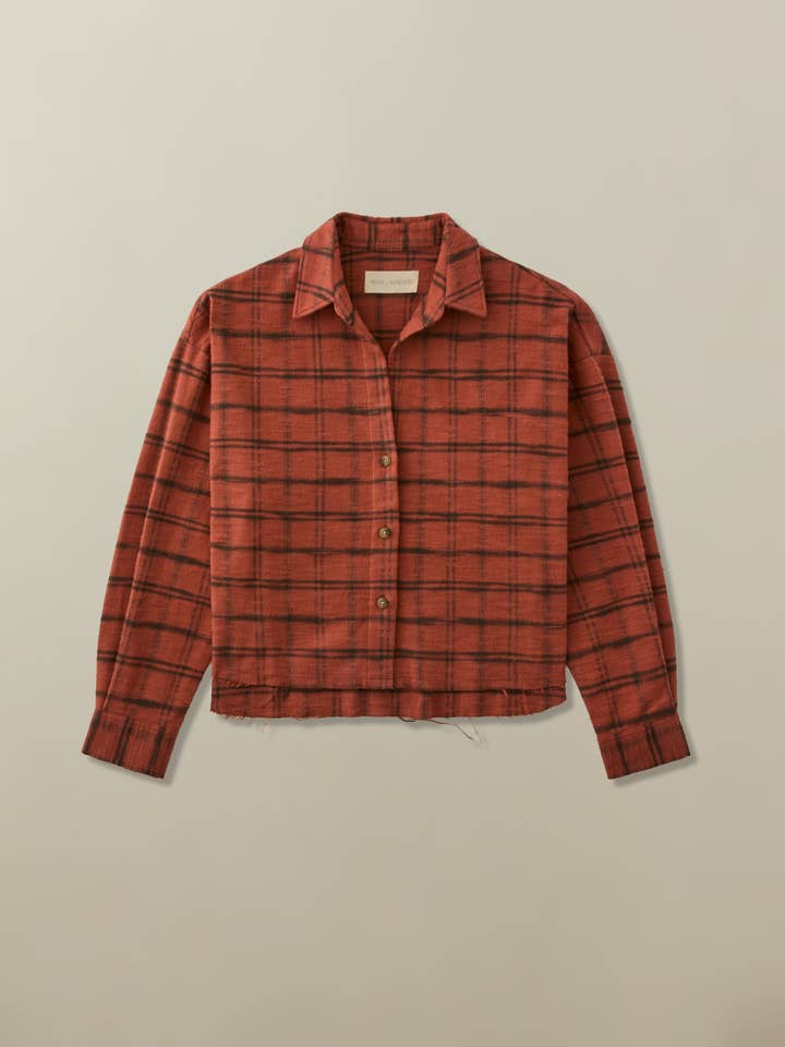 Women's Remi Cropped Shirt in Organic Cotton Flannel for wholesale by Road to Nowhere Clothing