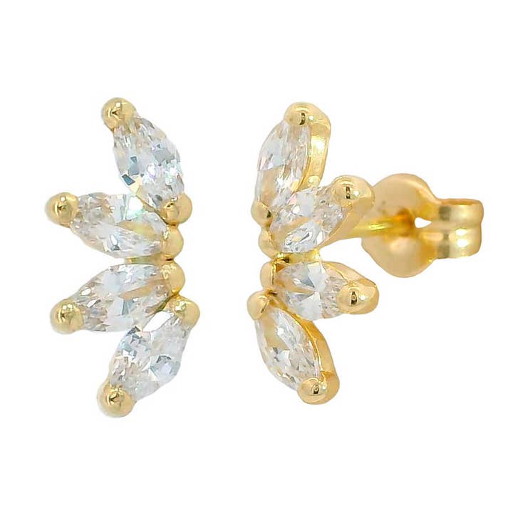 18K Marquise ear climbers for wholesale by MINKARA Jewelry