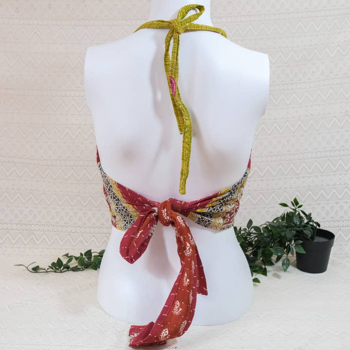 Karma Nepal Crafts - Venta al por mayor Blusa - Mujer - Top Halter Reversible Kantha Bohemio16