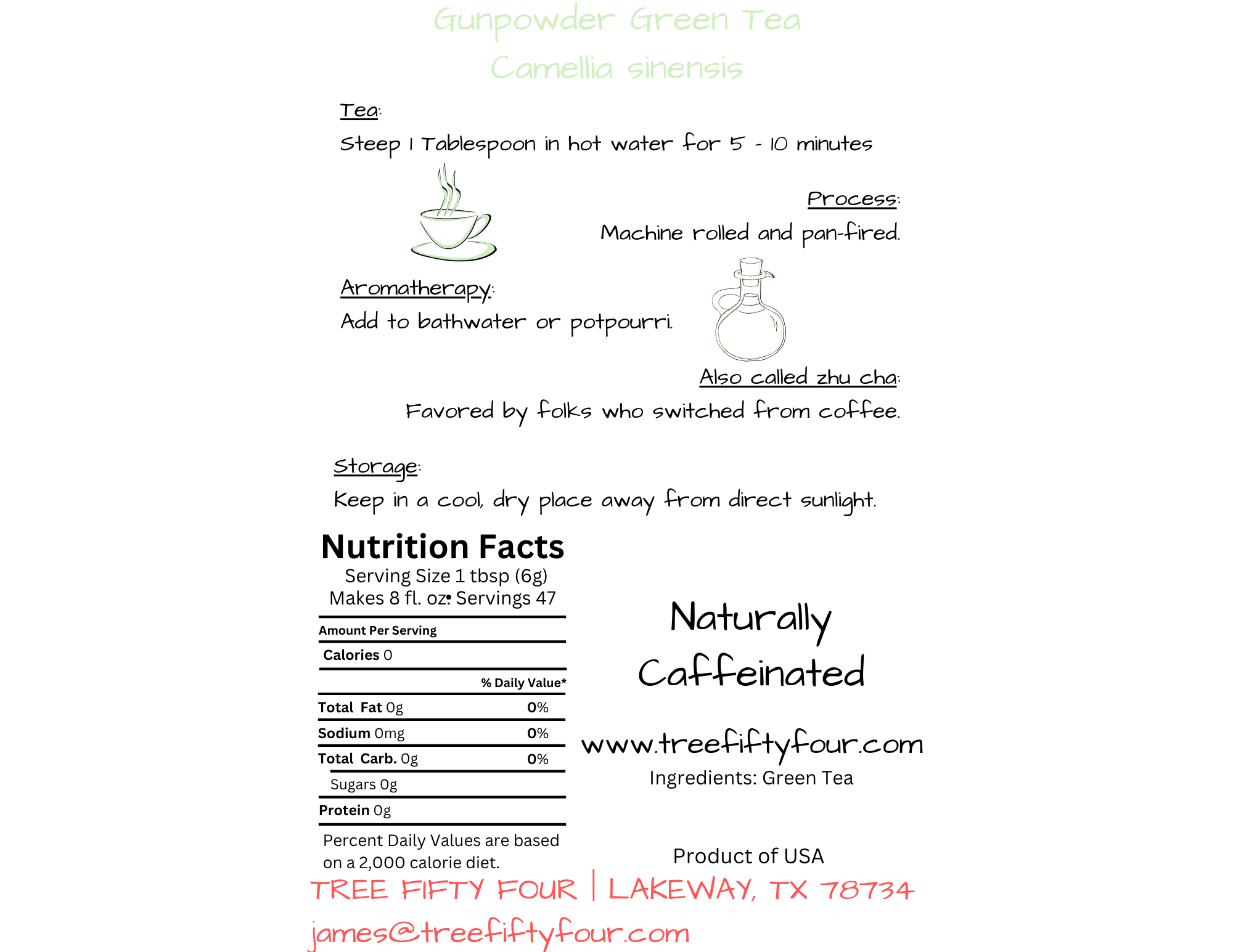 Tree Fifty Four - Wholesale Loose Tea - Gunpowder Green Tea | 2oz - 1 KG | Bulk Tea4