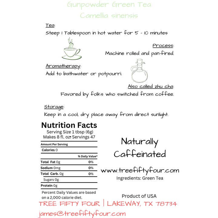 Tree Fifty Four - Wholesale Loose Tea - Gunpowder Green Tea | 2oz - 1 KG | Bulk Tea4