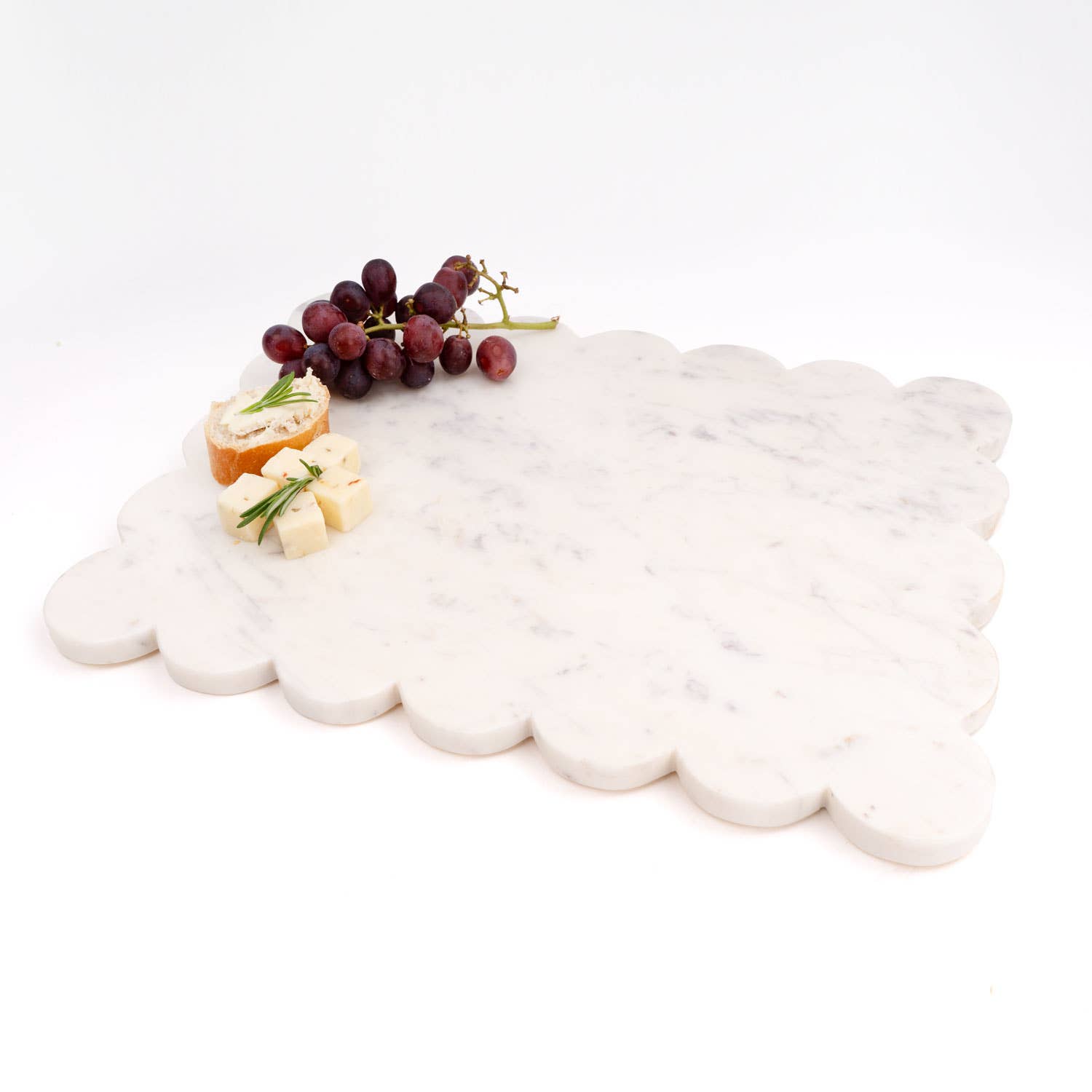 8 Oak Lane - Wholesale Cheese Board - White Marble Scalloped Serving Board2