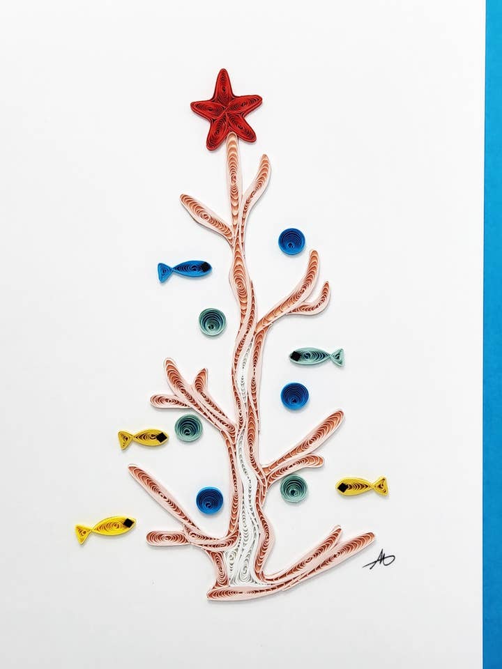 #811 Coral Christmas Tree for wholesale by Iconic Quilling