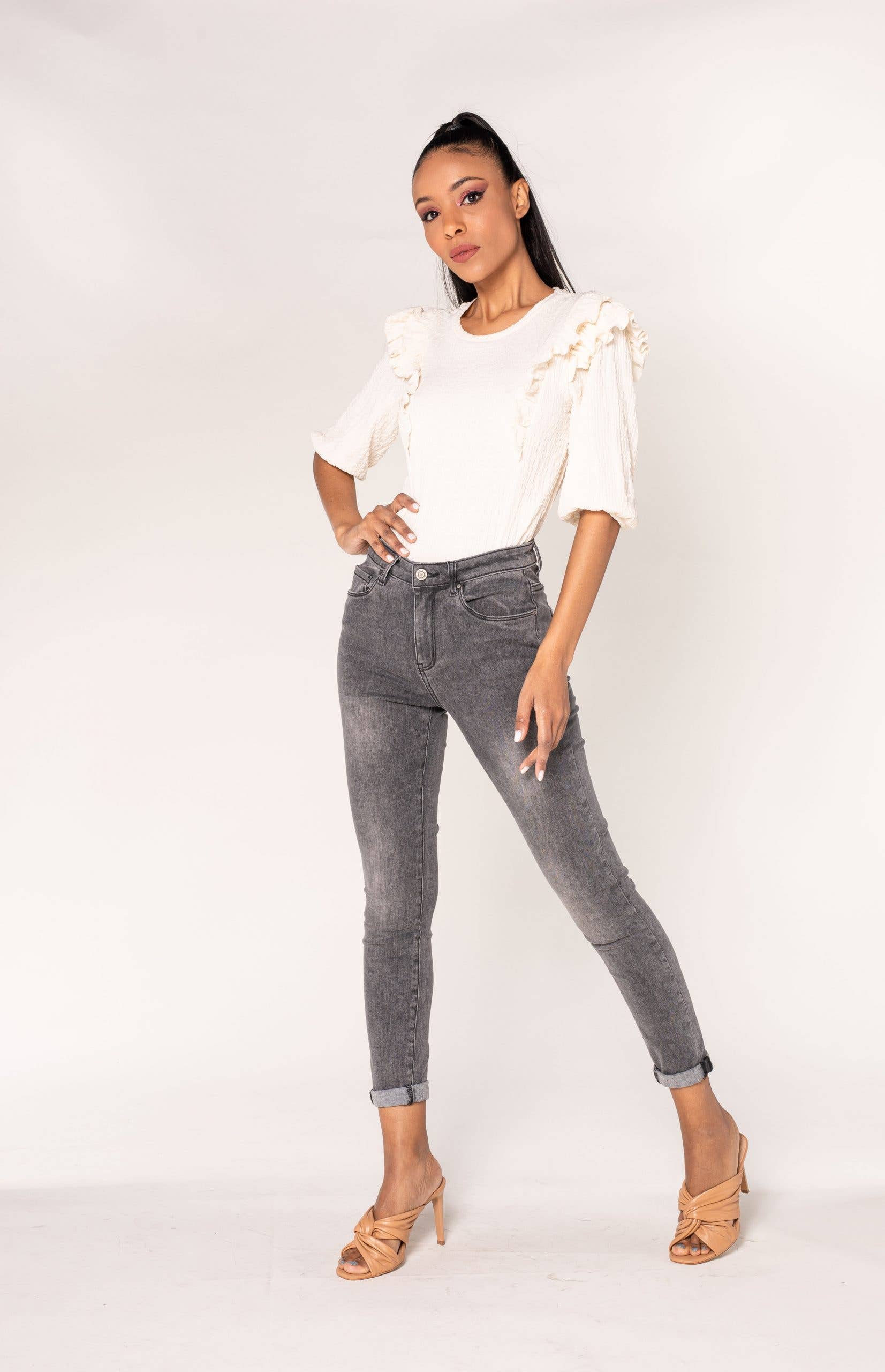 Nina Carter – Engroshandel Jeans - Dame – P078 stretch skinny bukser med høj talje9