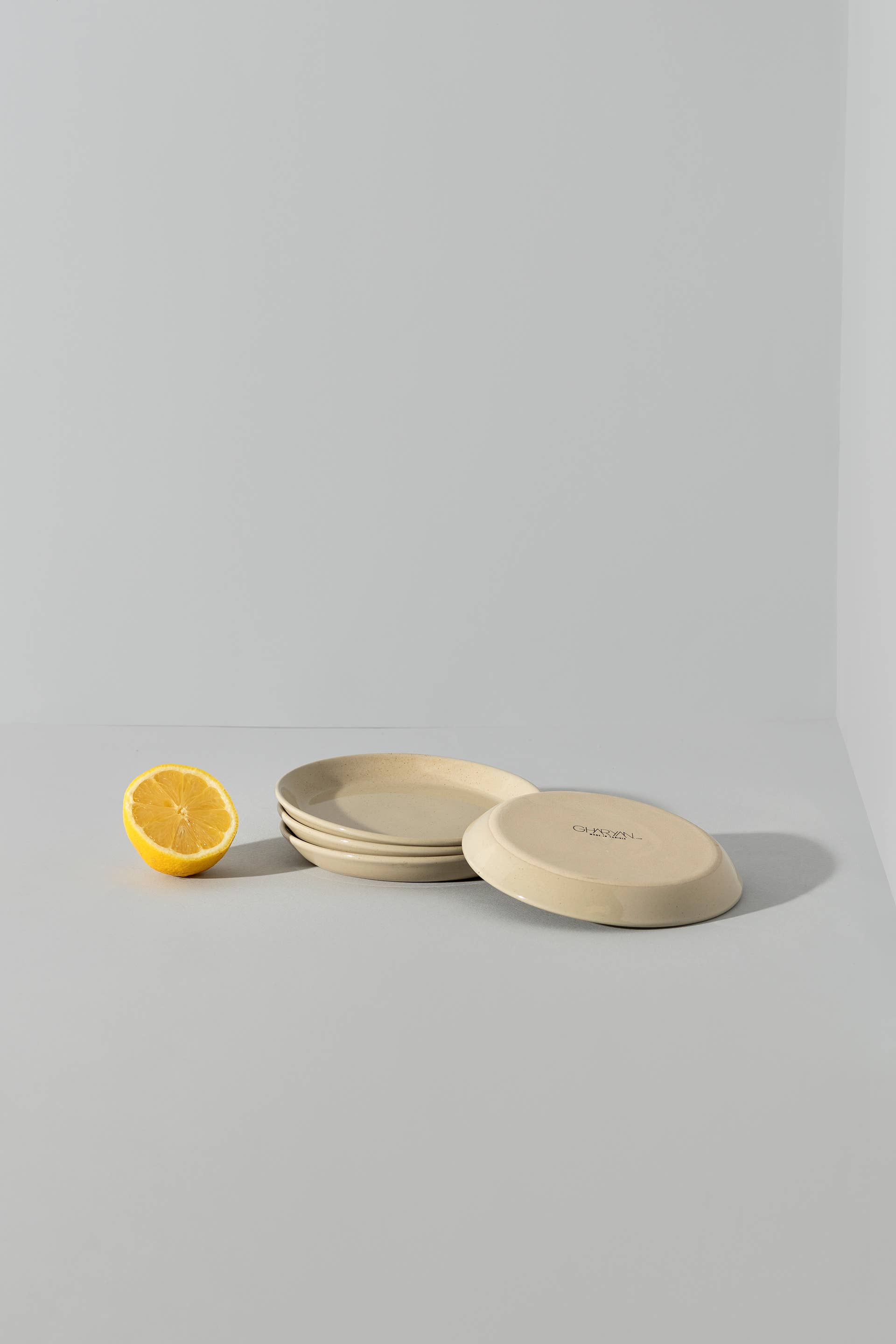 GHARYAN Stoneware & Olive Wood Tableware | USA - Wholesale Dinner Plate - Handmade Stoneware Flat Side Plate | Edan 5.9"5