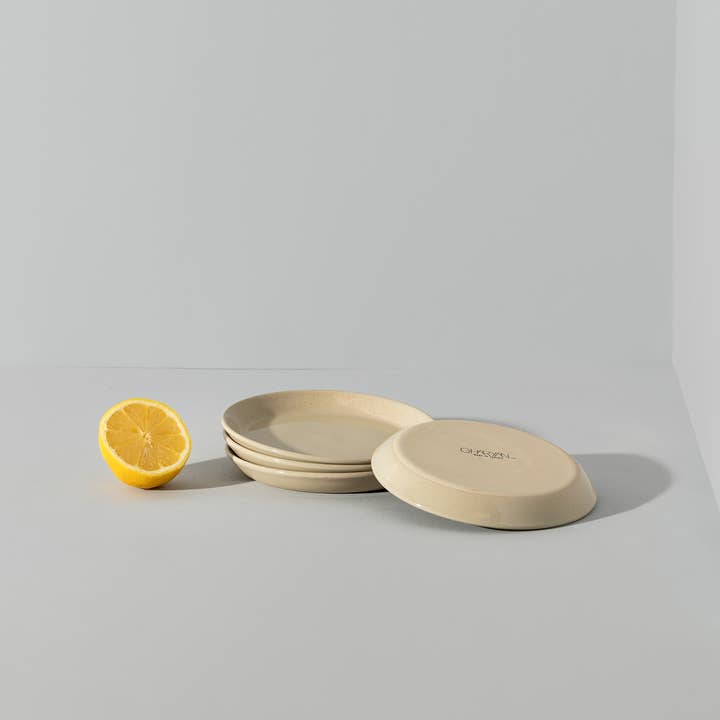 GHARYAN Stoneware & Olive Wood Tableware | USA - Wholesale Dinner Plate - Handmade Stoneware Flat Side Plate | Edan 5.9"5