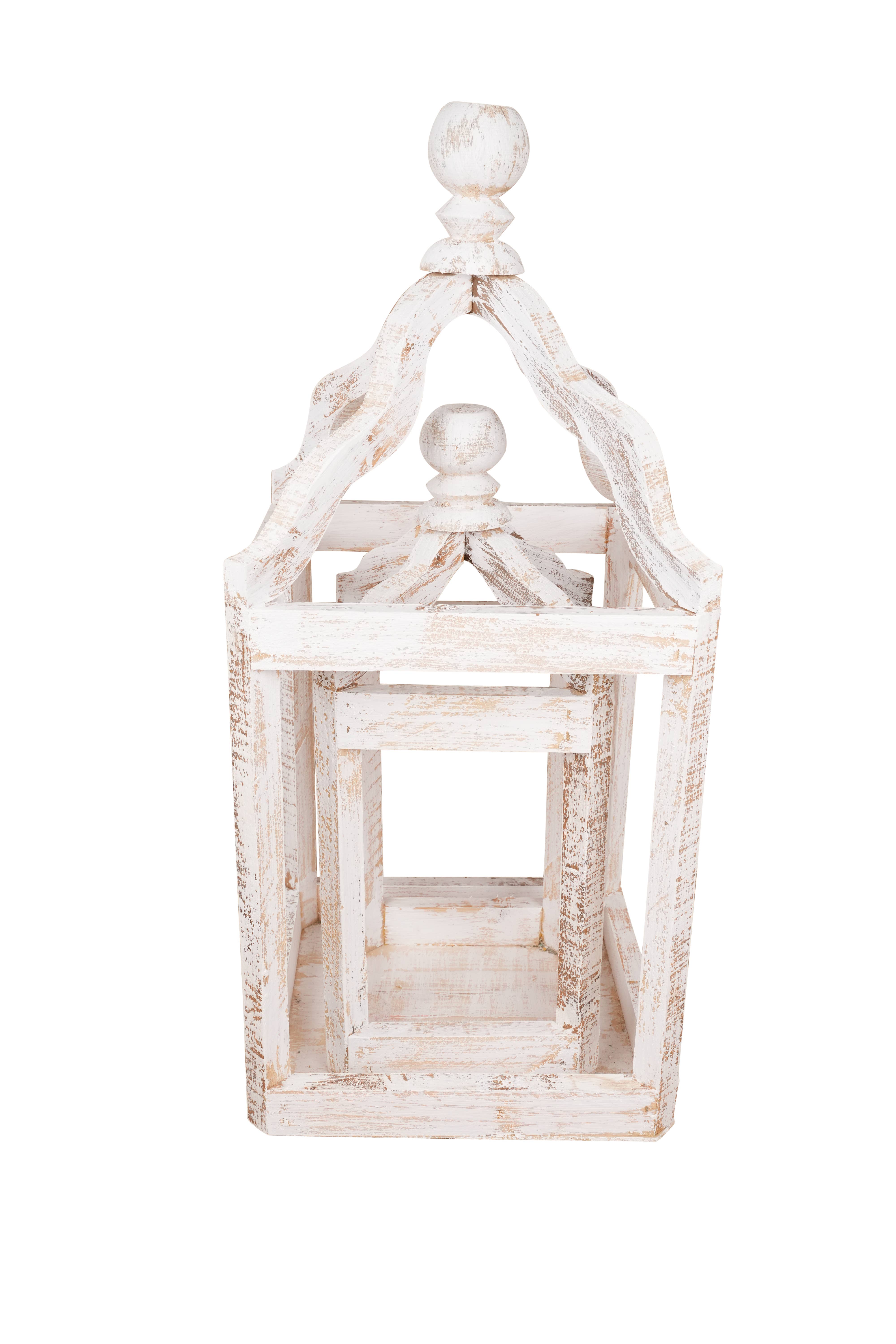 My Amigos Imports – wholesale Lantern –  Pinnacle Farmhouse Wood Lantern-Set of 2-Rustic-White1