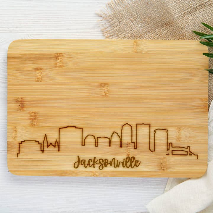 Jacksonville Engraved Bamboo Cutting Board for wholesale by The Trendy Traveler