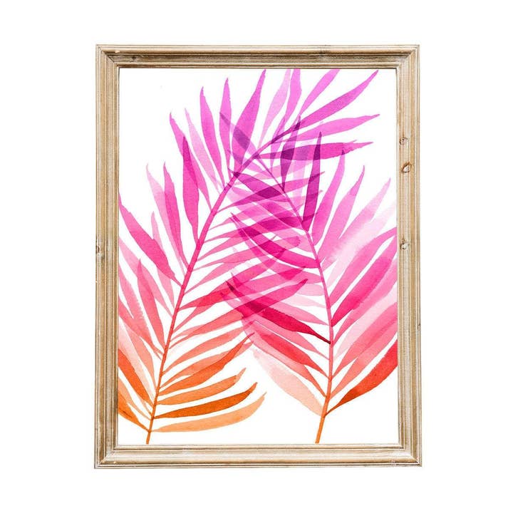 Watercolor Pink Palm Leaves Print for wholesale by Studio C Paper