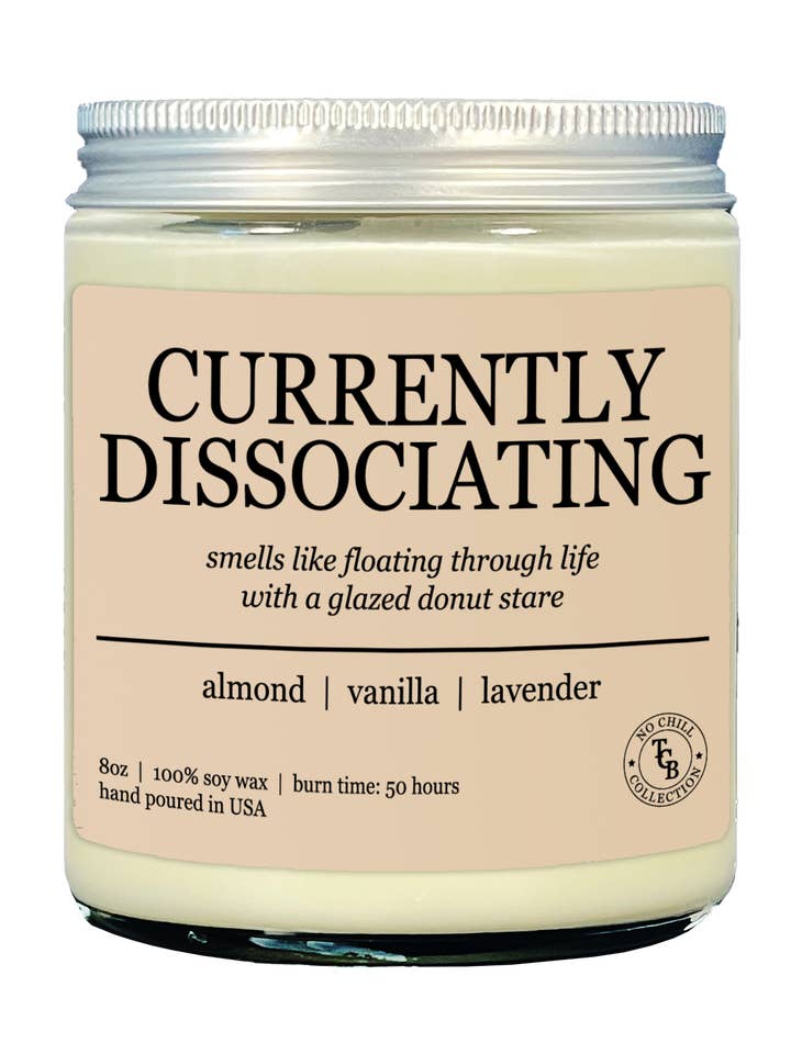 Currently Dissociating Candle for wholesale by The Card Bureau