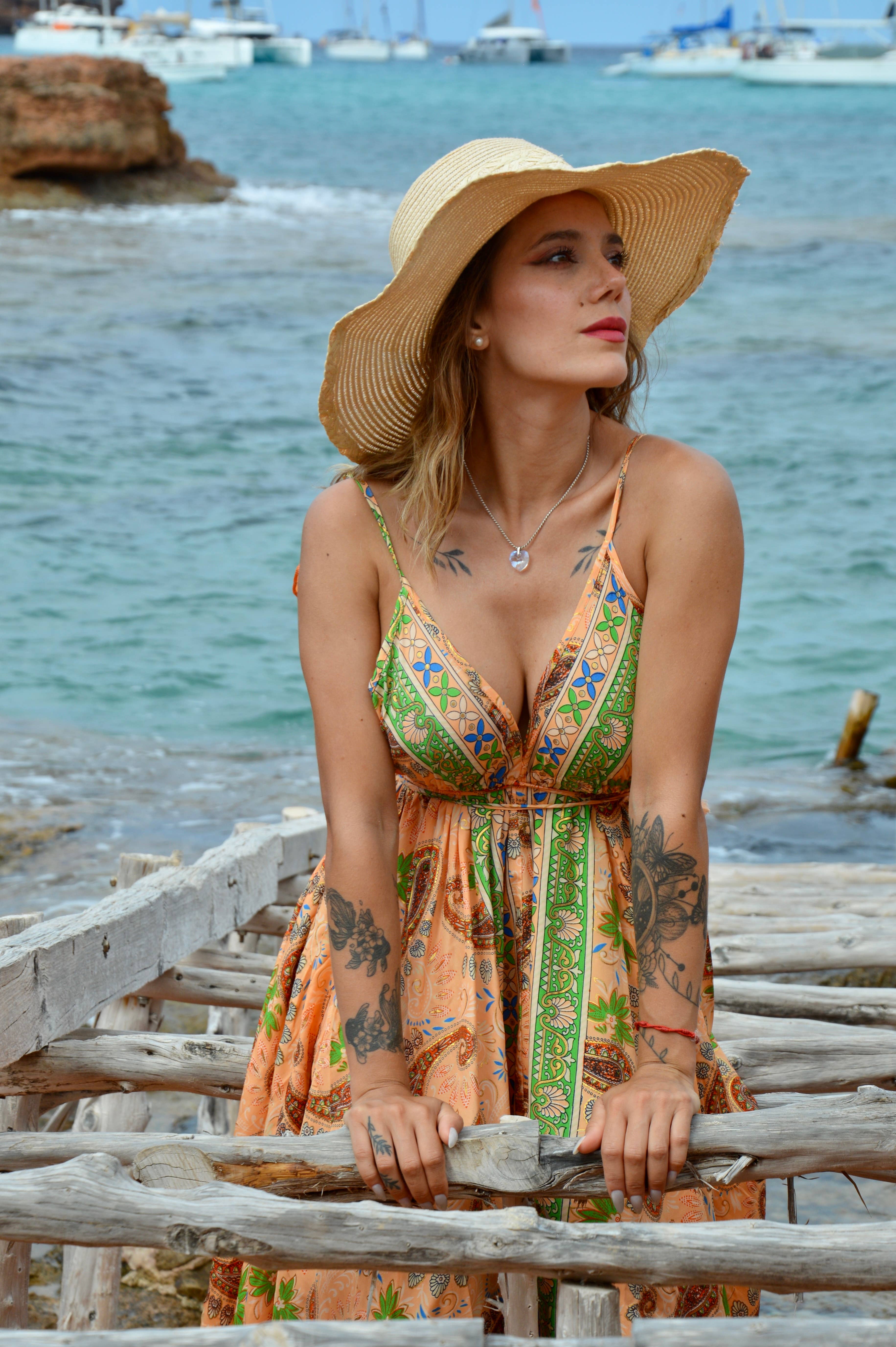 Arena Formentera - Wholesale Dress - Women's - Long dress with bolados on the back bohemian style16