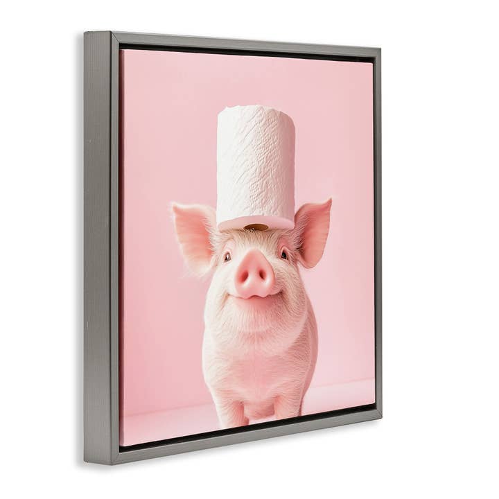 Stupell Industries - Wholesale Wall Sign - Silly Piggy Pink Toilet Paper - Framed Wall Art16