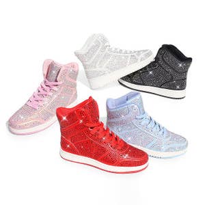 Wholesale Mardi Gras glitter sparkle tennis shoes for your store