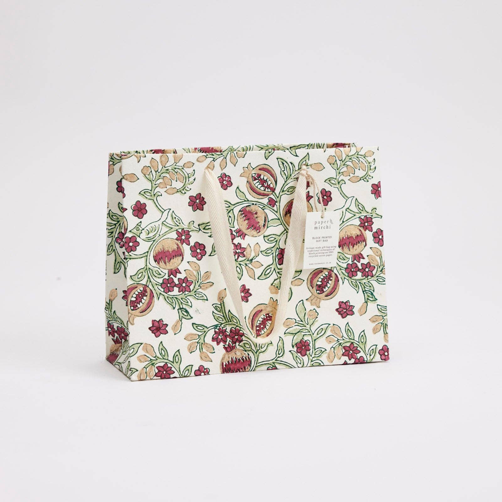 Paper Mirchi - Vente Pochette cadeau - Sacs Cadeaux Imprimés à la Main (Moyen) - Cerise2