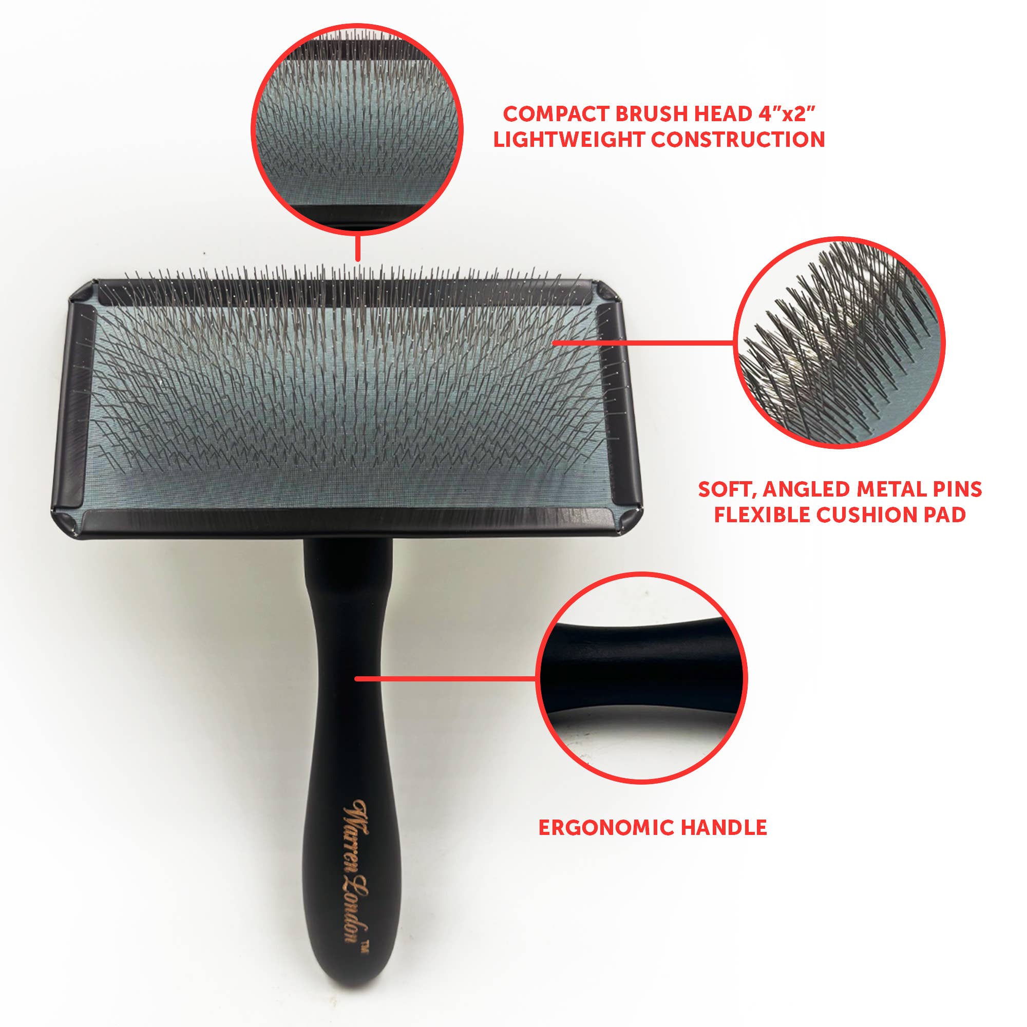Warren London Dog Products - Wholesale Pet grooming tool – Dog - Gentle Touch Slicker Brush1