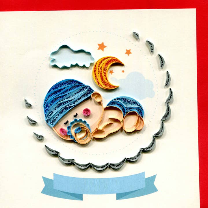BOA NOITE BEBÉ Rapaz Quilling Cartão de Saudação por atacado de Origamo