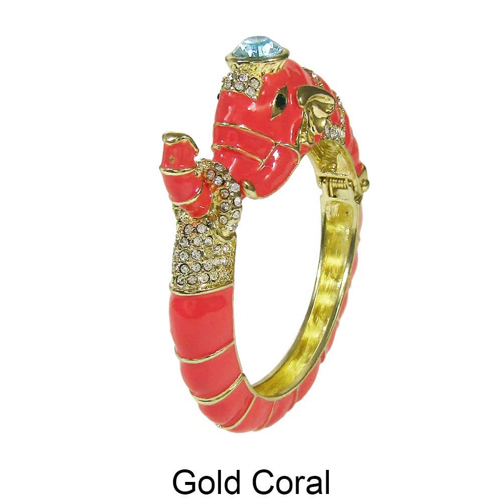 TheTizana - Wholesale Cuff Bracelet - Stoned Enamel Elephant Hinge Bangle Cuff Bracelet1