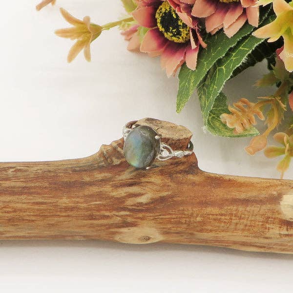 NYMA ~ Natural Labradorite Adjustable Ring for wholesale on Faire3