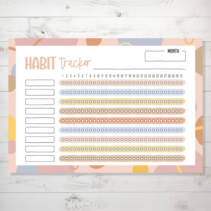 Monthly Aesthetic Habit Tracker Sticker for wholesale by Three Arrow Gifts