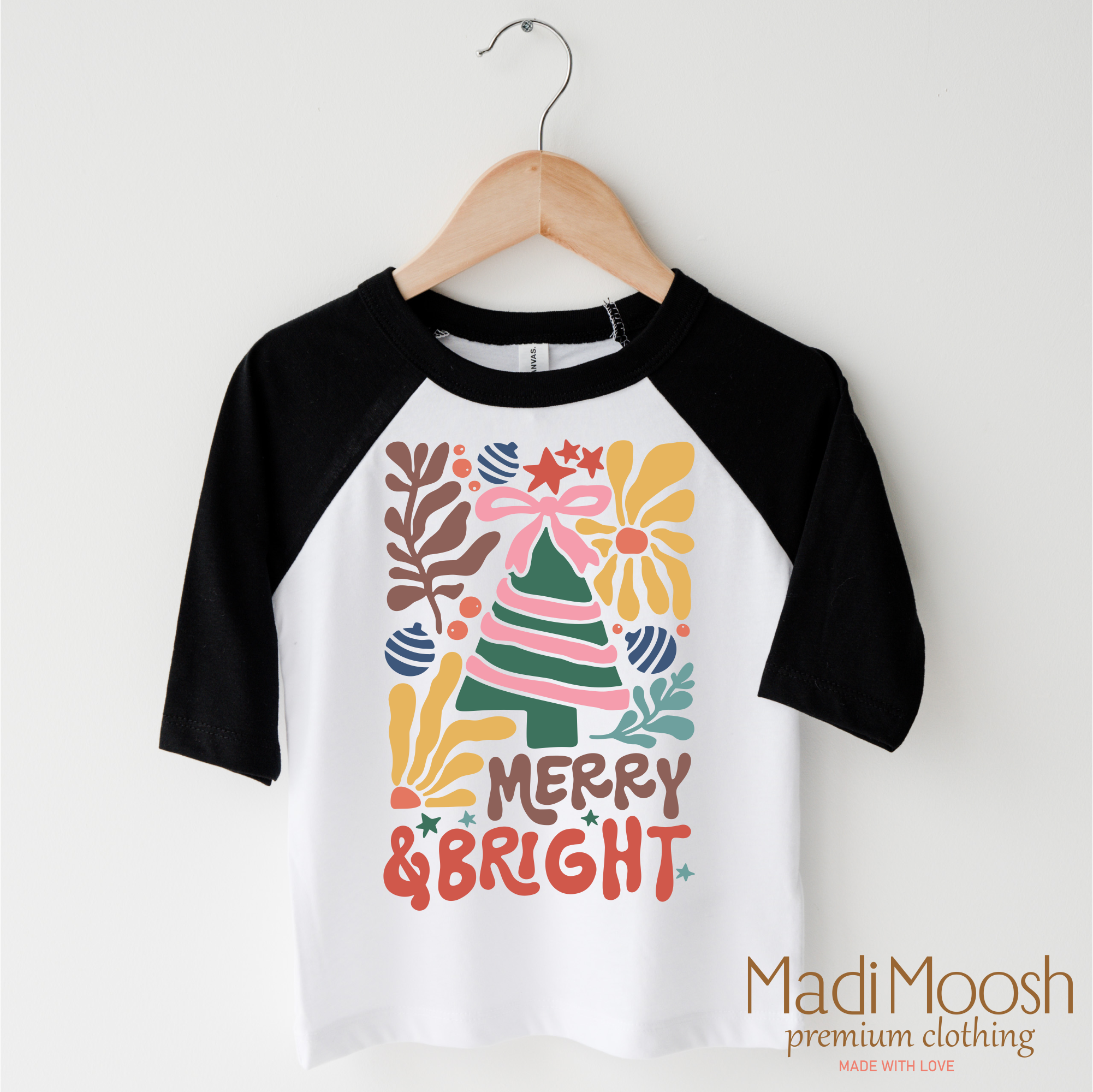 Madi Moosh - Vendita all'ingrosso Maglietta serigrafata - Bambini - Camicia natalizia Boho Merry And Bright - T-shirt natalizia Boho3