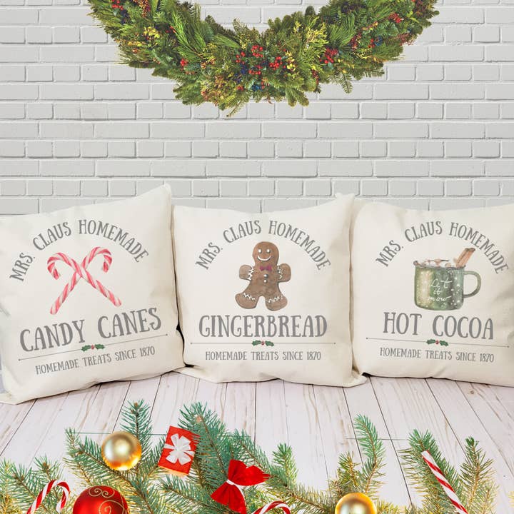 Go Charlotte - Wholesale Throw Pillow Cover - Mrs. Claus Candy Canes Pillow Cover2