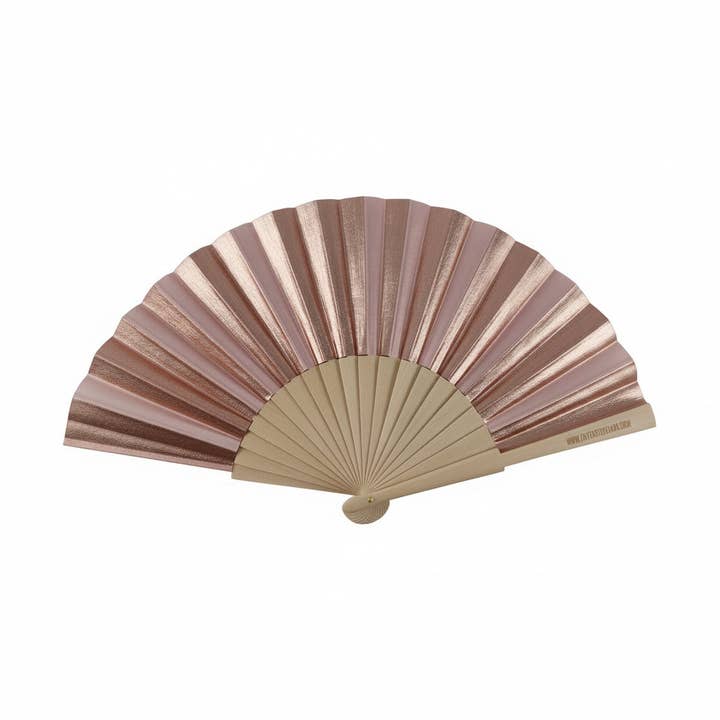Rose Gold Pearlised Shimmer 23cm fan for wholesale by Fantastico Fans