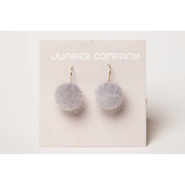 Pom Pom Earrings, Gray Winter for wholesale by Juniper Company