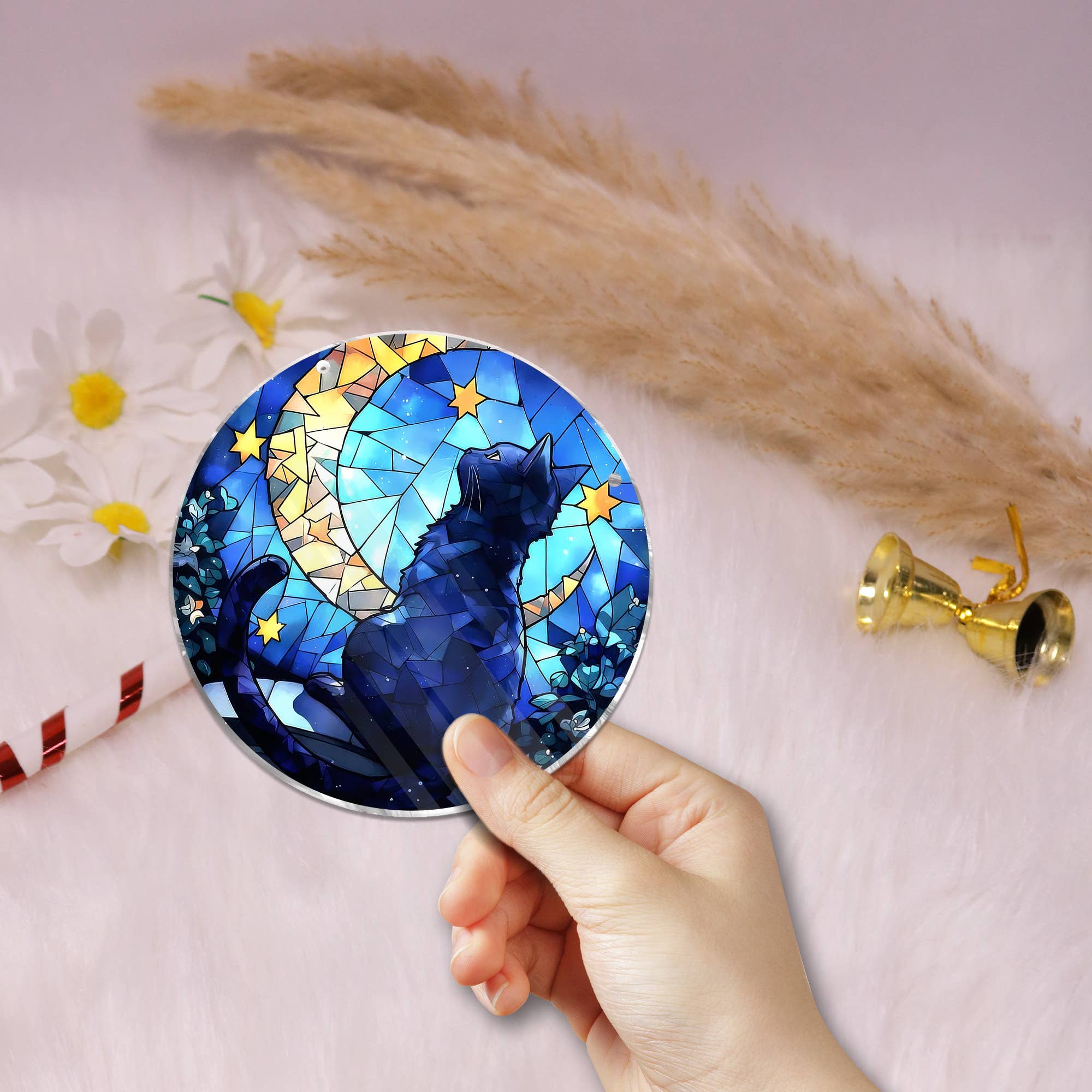 Merchemy - Wholesale Wall Decor - Kids & Baby - Cat and Moon ACRYLIC Window Hanging Ornament Cat Lover Gifts3