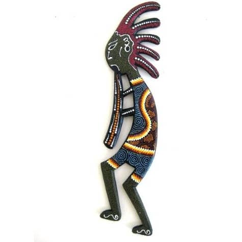 OMA - Eclectic Home - Wholesale Sculpture - Kokopelli Wall Sculpture Hand Painted Wooden Home DecorÂ