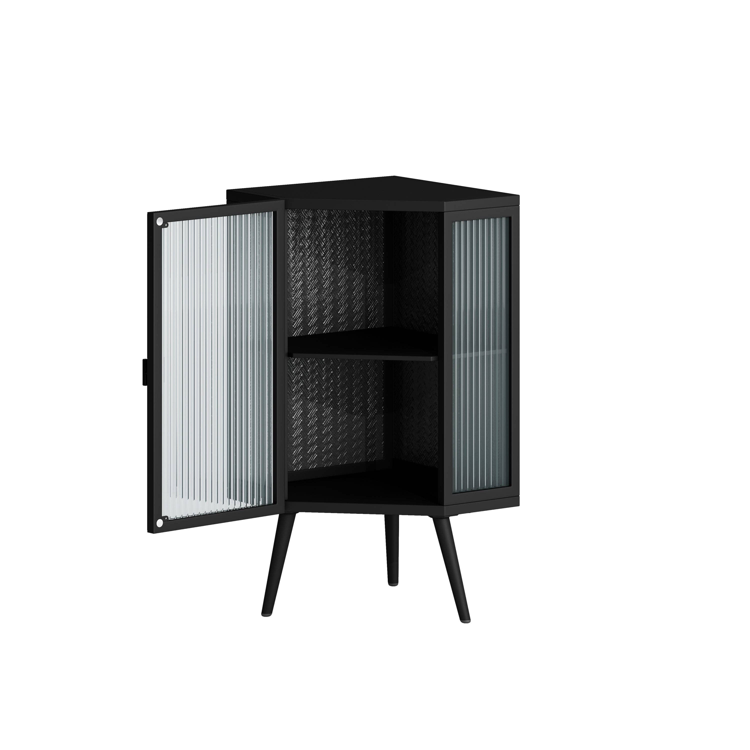 HOMYCASA DESIGN INC - Wholesale Cabinet - 22.25' Floor Coner Cabinet with Tempered Glass Door & Storage Shelves for Bathroom, Living Room, Bedroom (Black)6