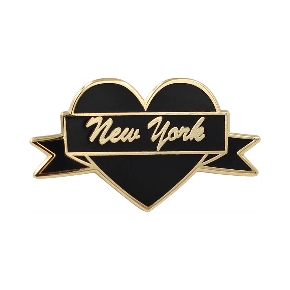 Real Sic - Wholesale Lapel Pin/Button - I Heart New York – Black & Gold City Pin0