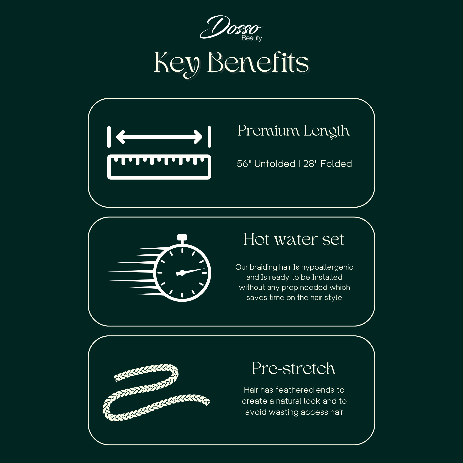 Dosso Beauty - Vendita all'ingrosso Extension per capelli - Confezione da 3 trecce da 28" in capelli ipoallergenici non tossici.30