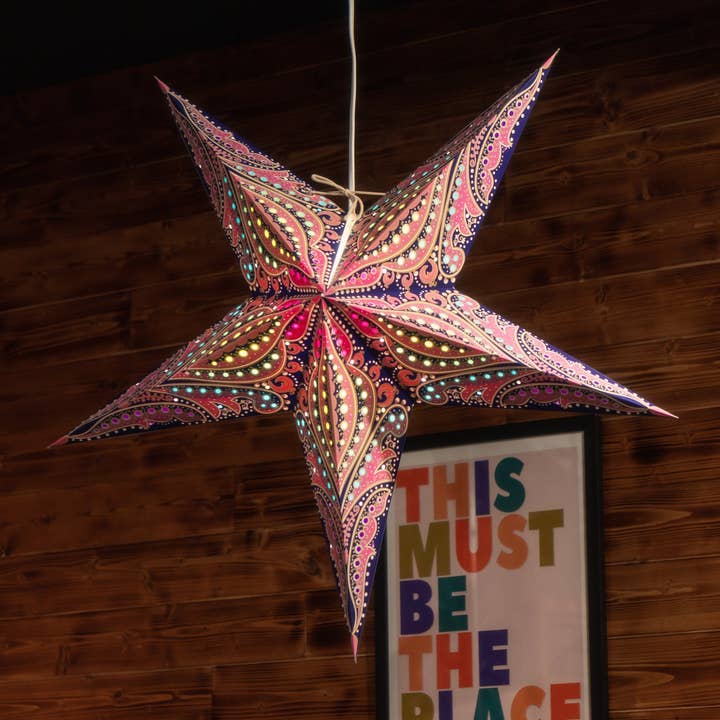 blue Paper Star Lantern - Fantasia Purple Haze for wholesale on Faire