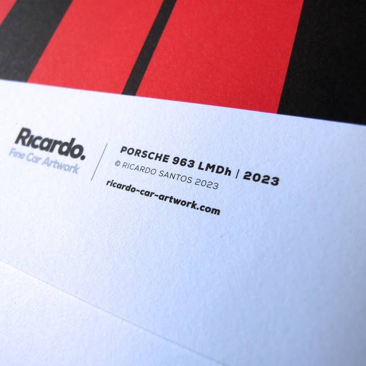 Ricardo Fine Car Artwork - Wholesale Art Print - Porsche 963 LMDh, 20237