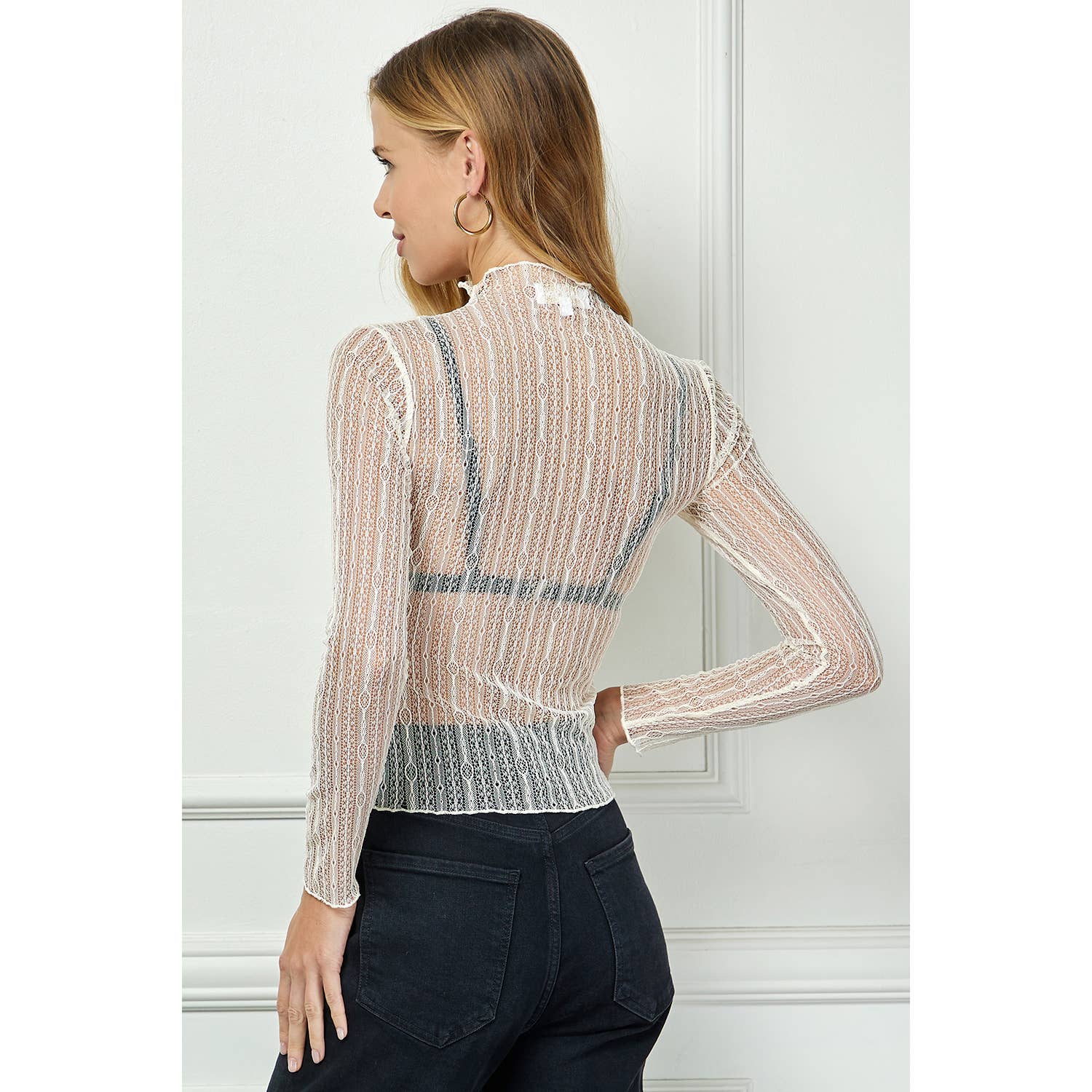 Winslow Collection - Wholesale Shirt - Women's - LONG SLEEVE MERROW EDGE LACE TOP 14