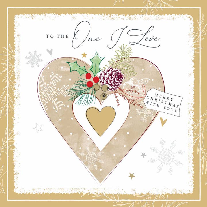 To the One I Love Merry Christmas with love - golden heart for wholesale by Katie Phythian Design