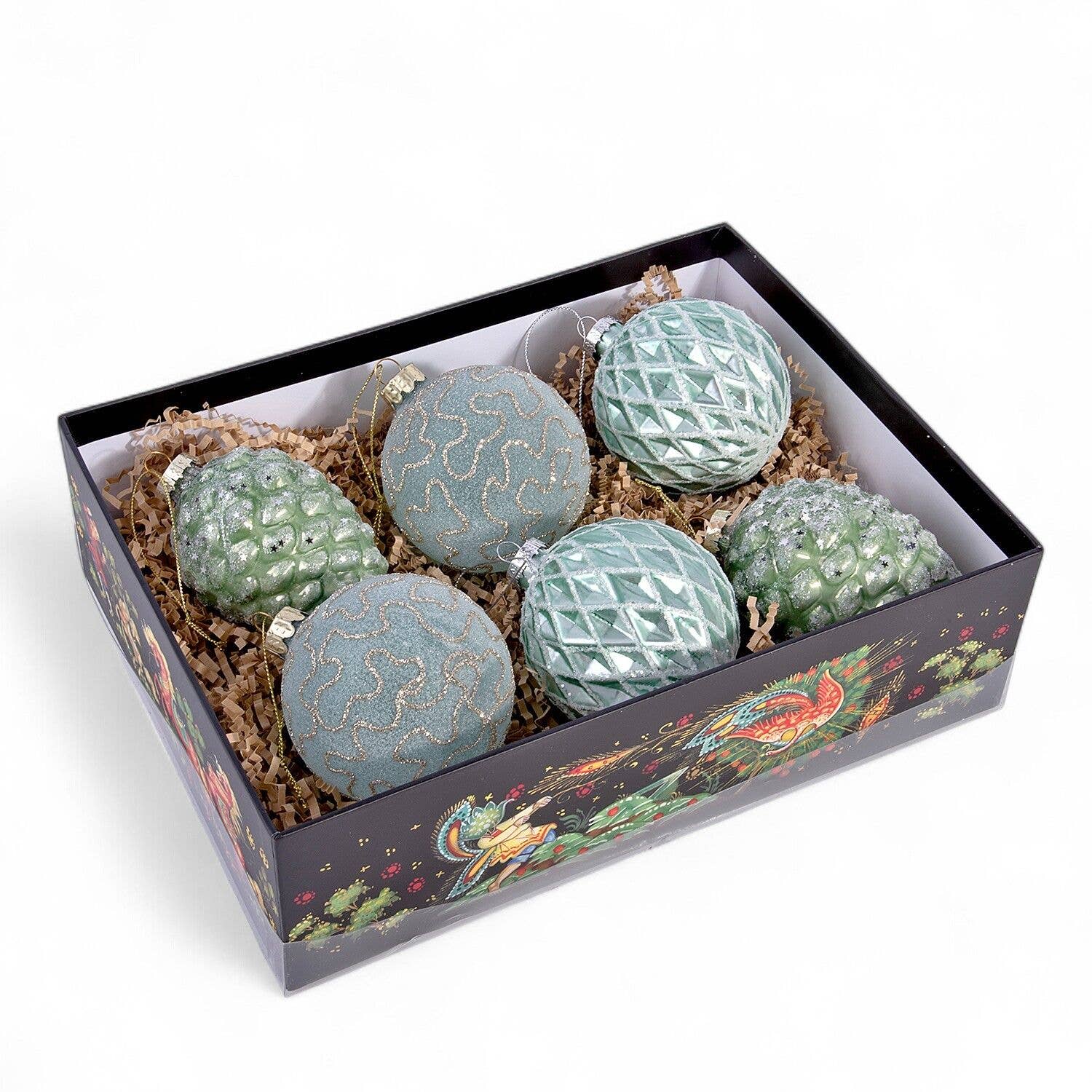 STP - Wholesale Ornament Set - Turquoise Rhapsody Glass Christmas Tree Ornament Set of 60