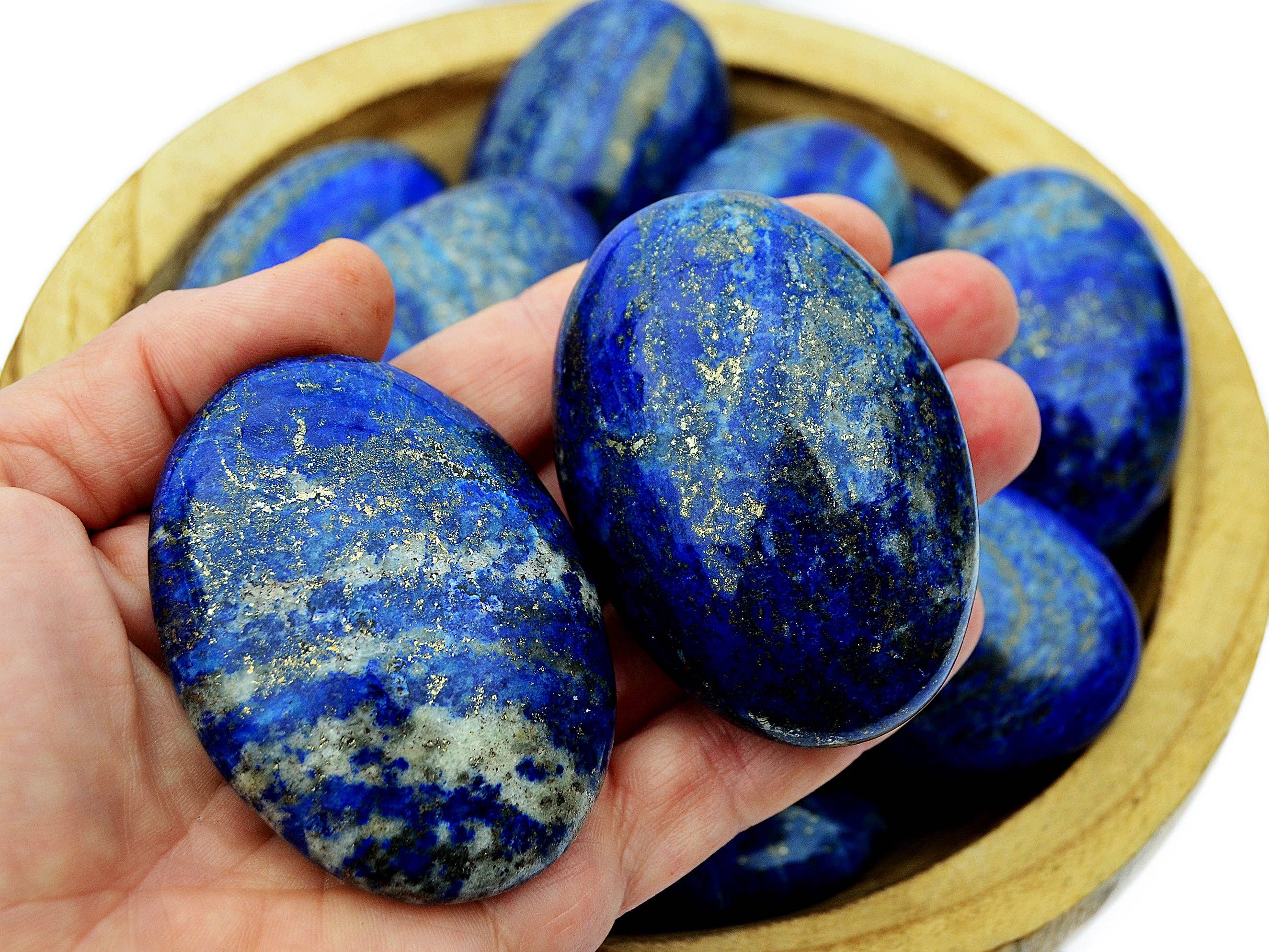 Kaia & Crystals – wholesale Andlig sten/kristall – Lapis lazuli handstenar (7–10 st) kvalitetsset, 45–80 mm4